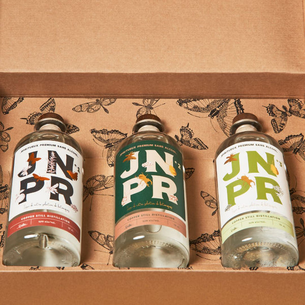 Confezione JNPR dei nostri distillati analcolici